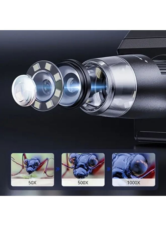 White Digital Microscope 4 3 Inch IPS Screen 1000X Zoom 2MP Camera 8 LED Lights 2000mAh Battery PC Compatible - Image 4